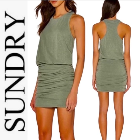 Anthropologie Dresses & Skirts - Final Price NWT Sundry for Anthropologie Ruched Jersey Tank Dress Green 1 or s